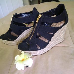 Black Merona Espadrille Wedge Sandals NWOT